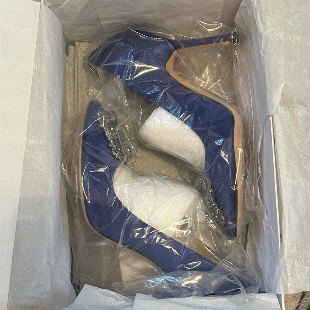 Manolo Blahnik Royal Blue Hangisi heels. - Picture 6 of 8